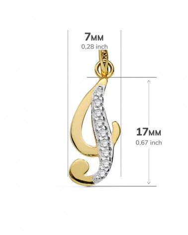 Colgante oro 18k bicolor inicial I circonita