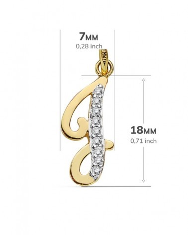 Colgante oro 18k bicolor inicial J circonita