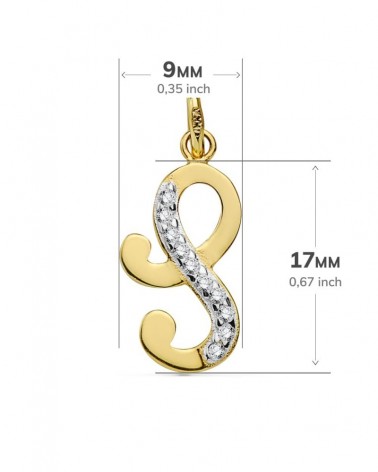 Colgante letra S oro 18k bicolor circonita