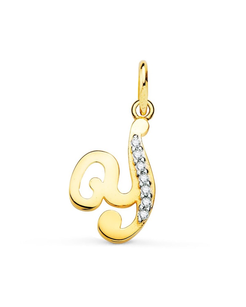 Colgante oro 18k bicolor letra Y con circonita 15x11 mm