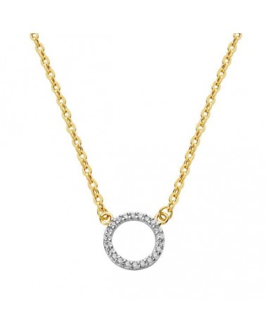 Collar oro 18k bicolor círculo circonitas 45cm