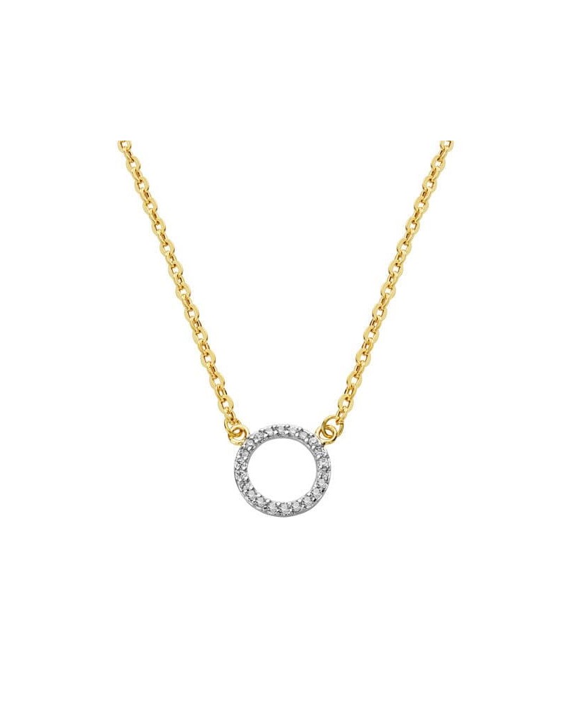 Collar oro 18k bicolor círculo circonitas 45cm