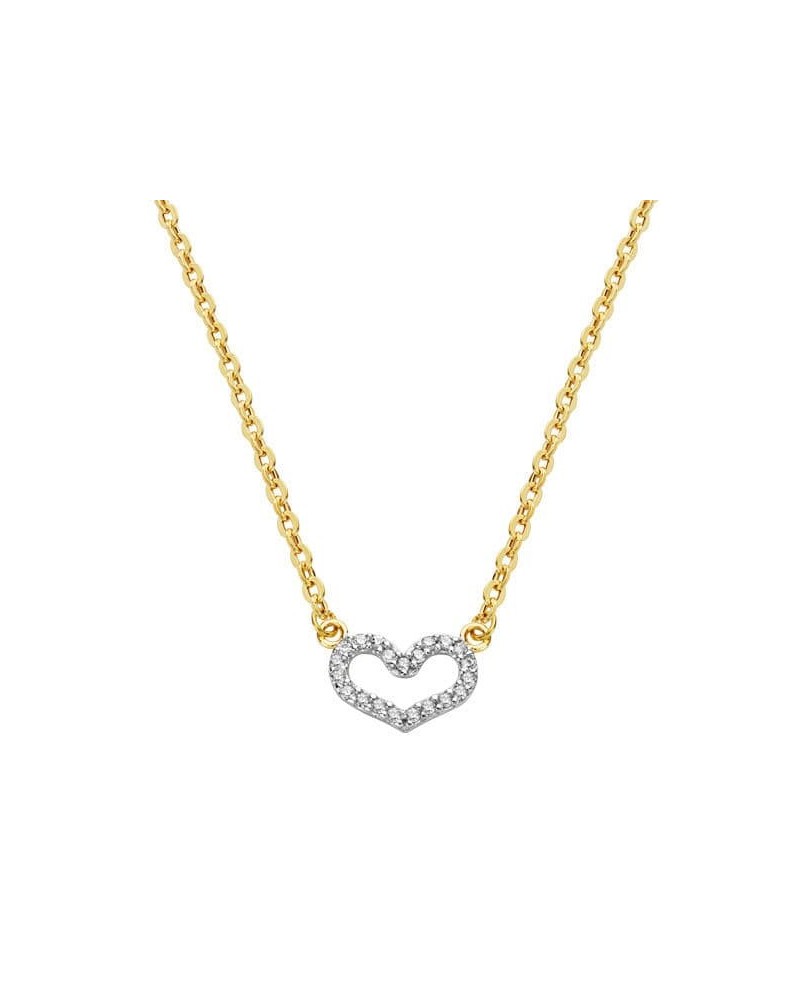 Collar oro 18k bicolor colgante corazón circonitas 45cm