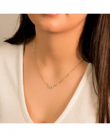 Collar oro 18k bicolor infinito circonitas 45cm