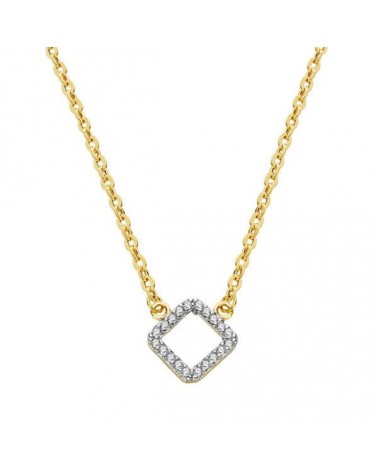 Collar oro 18k bicolor colgante rombo circonitas 45cm