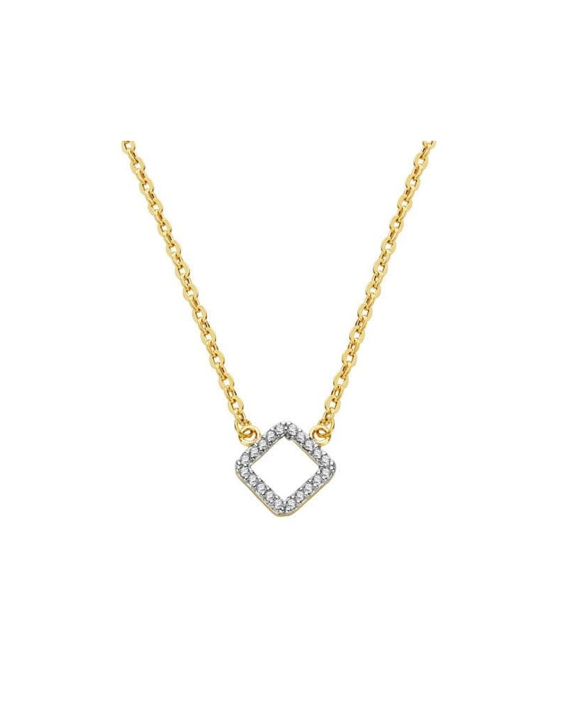 Collar oro 18k bicolor colgante rombo circonitas 45cm
