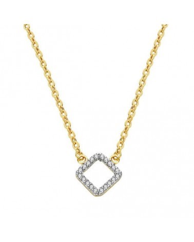 Collar oro 18k bicolor colgante rombo circonitas 45cm