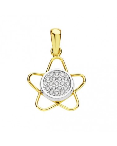Colgante oro 18k bicolor estrella circonita 15x12 mm