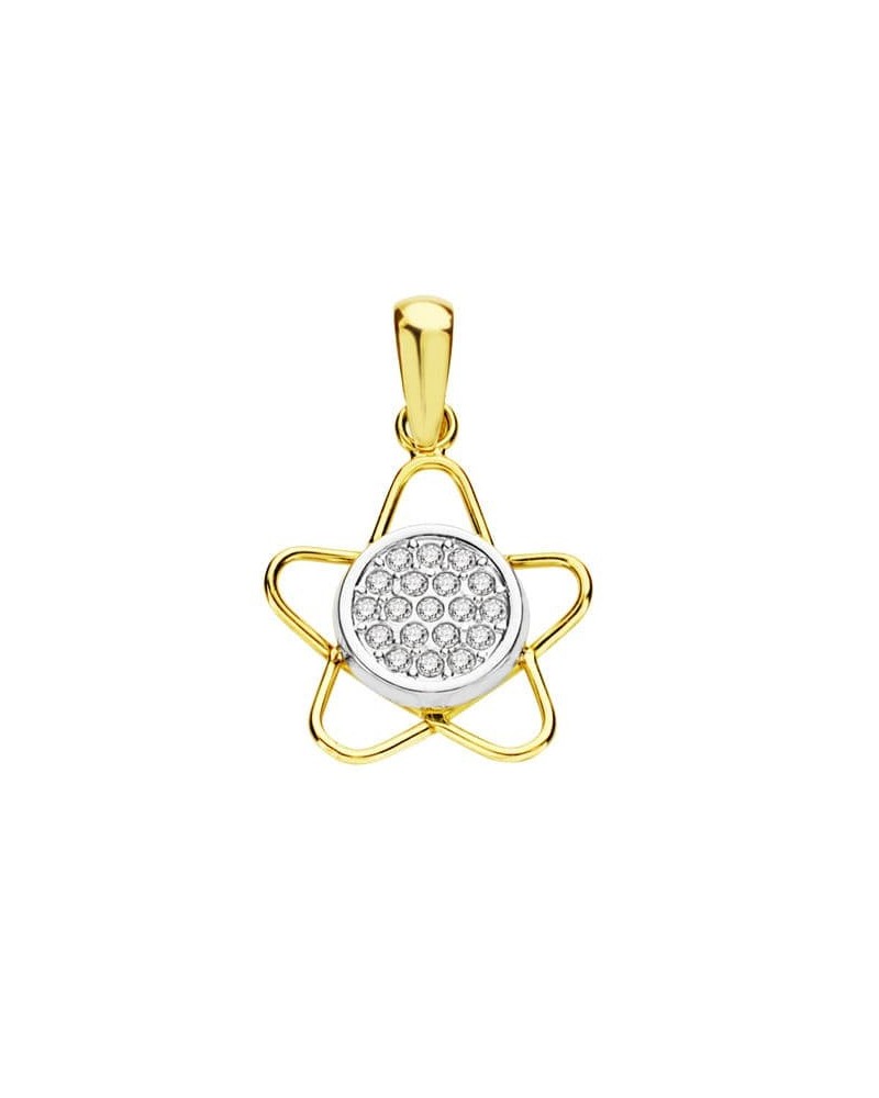 Colgante oro 18k bicolor estrella circonita 15x12 mm