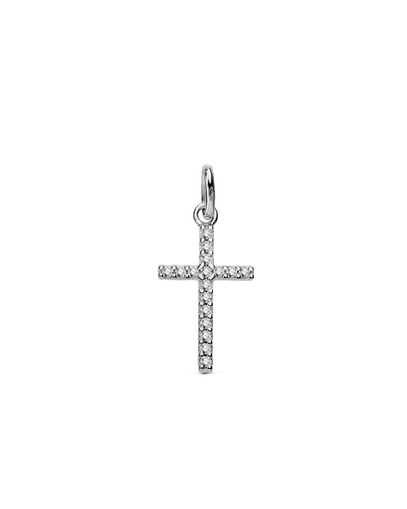 Cruz oro blanco 18k circonitas 18x10mm
