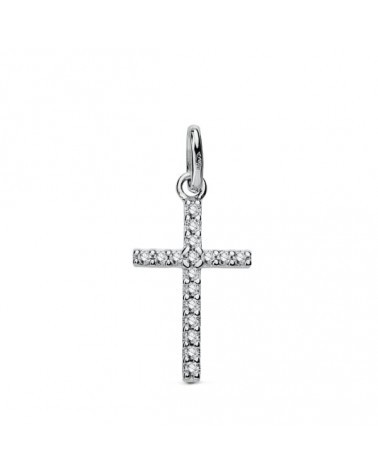 Cruz oro blanco 18k circonitas 18x10mm