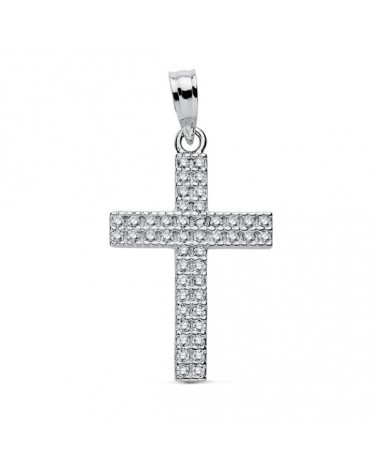 Cruz oro 18k blanco circonitas 24x15 mm
