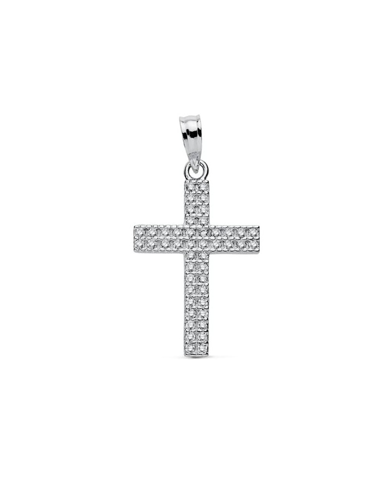 Cruz oro 18k blanco circonitas 24x15 mm