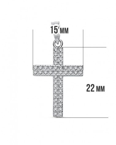 Cruz oro 18k blanco circonitas 24x15 mm