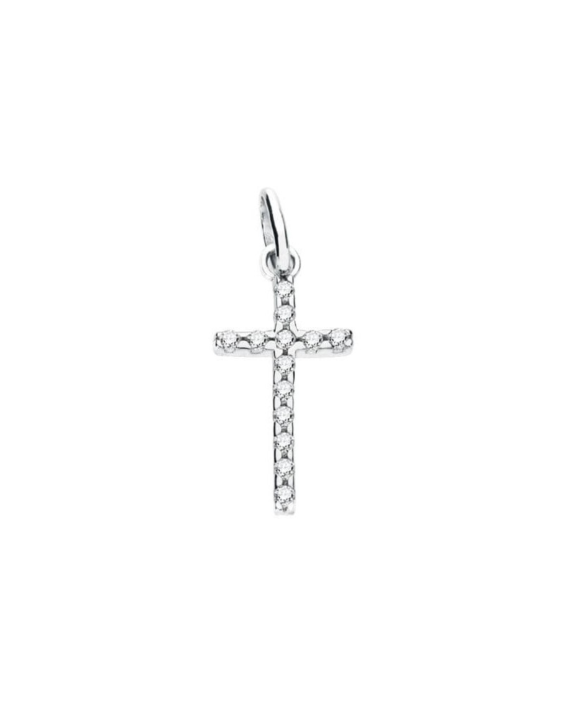 Cruz oro blanco 18k circonitas 18x8 mm