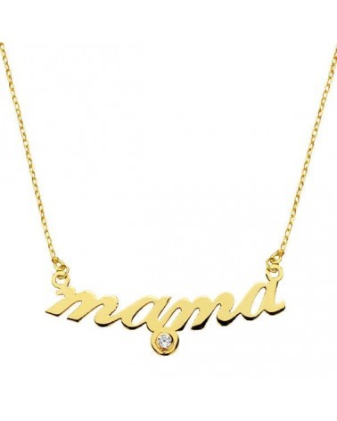 Colgante oro 18k mama circonita cadena 45 cm