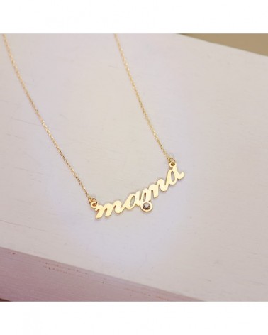 Colgante oro 18k mama circonita cadena 45 cm