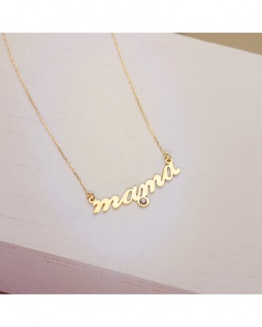 Colgante oro 18k mama circonita cadena 45 cm