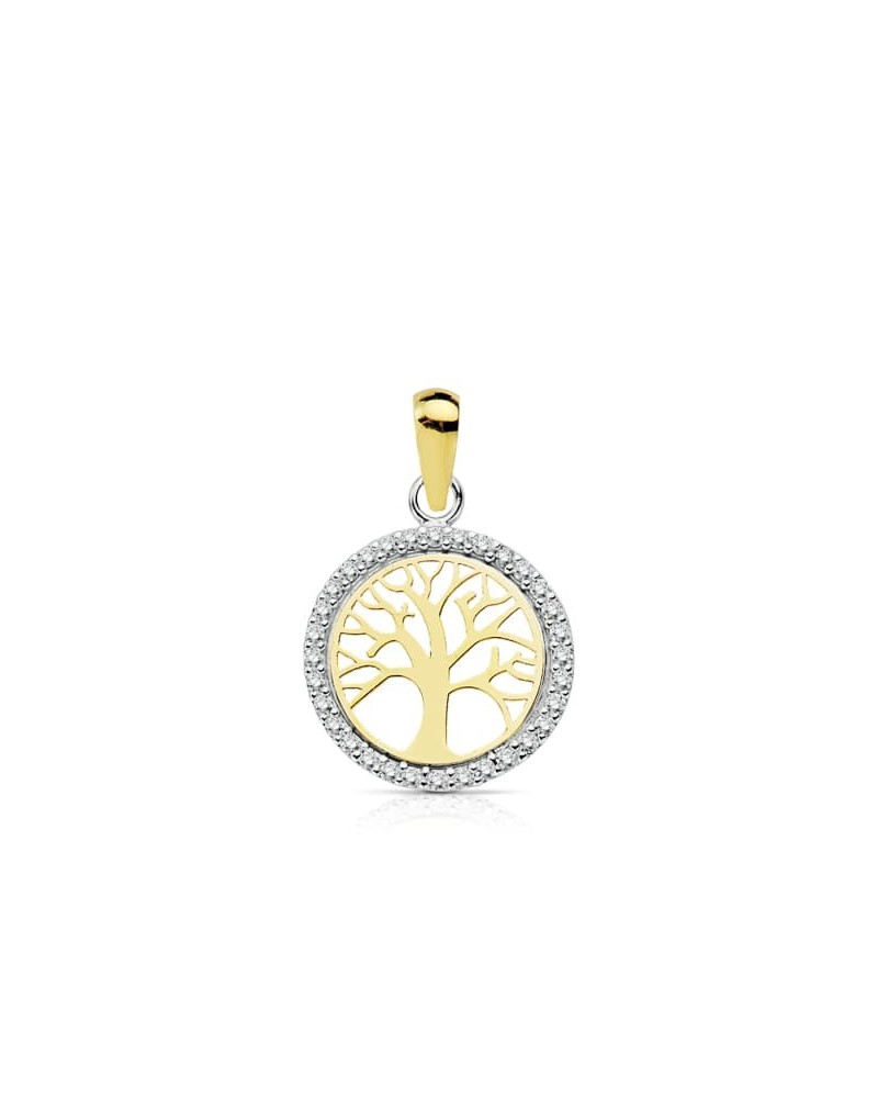 Colgante oro 18k bicolor árbol de la vida 13mm