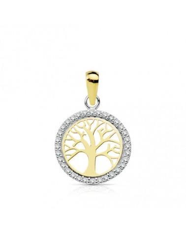 Colgante oro 18k bicolor árbol de la vida 13mm