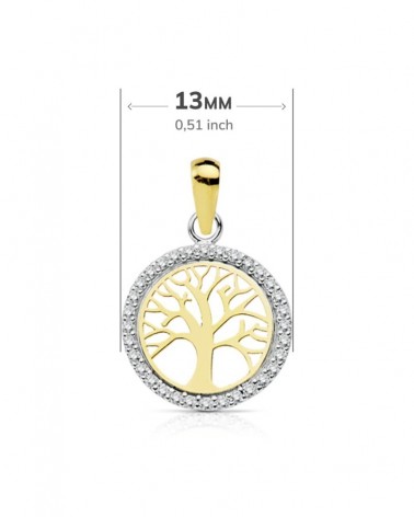 Colgante oro 18k bicolor árbol de la vida 13mm