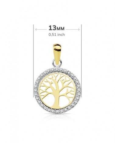 Colgante oro 18k bicolor árbol de la vida 13mm