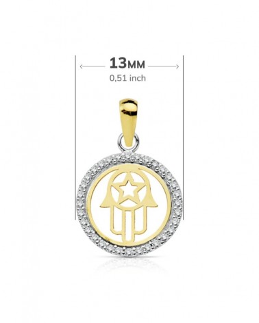Colgante oro 18k bicolor mano de Fátima 13mm
