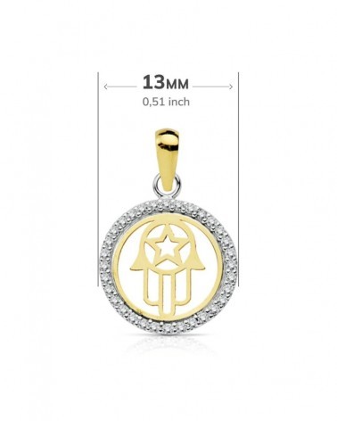 Colgante oro 18k bicolor mano de Fátima 13mm