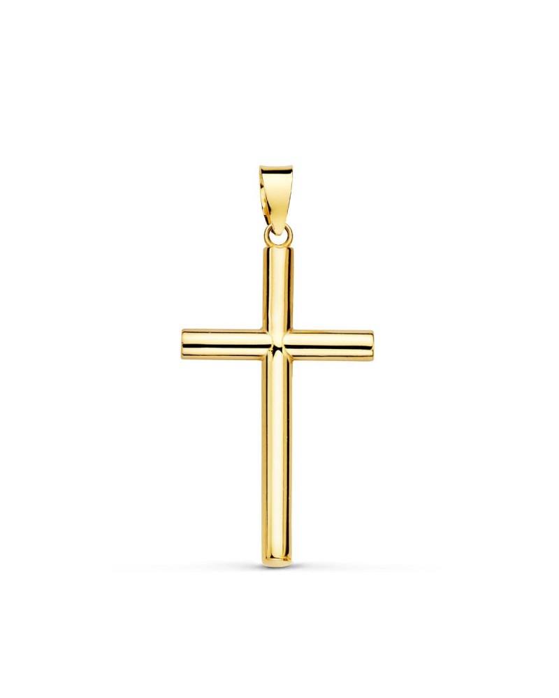 Cruz oro 18k amarillo lisa hueca 25x15mm