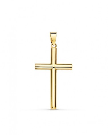 Cruz oro 18k amarillo lisa hueca 25x15mm