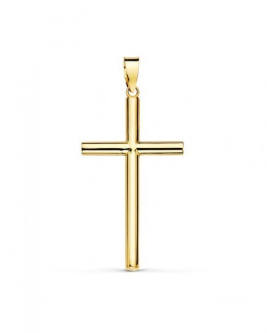 Cruz oro 18k amarillo lisa hueca 29x17 mm