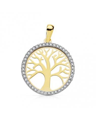 Colgante oro 18k bicolor árbol de la vida 20 mm
