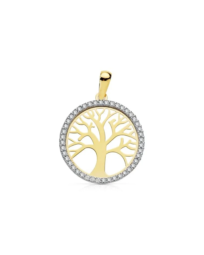 Colgante oro 18k bicolor árbol de la vida 20 mm
