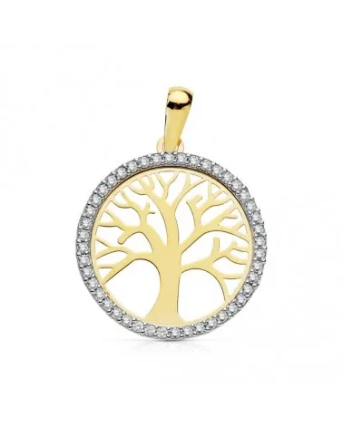 Colgante oro 18k bicolor árbol de la vida 20 mm