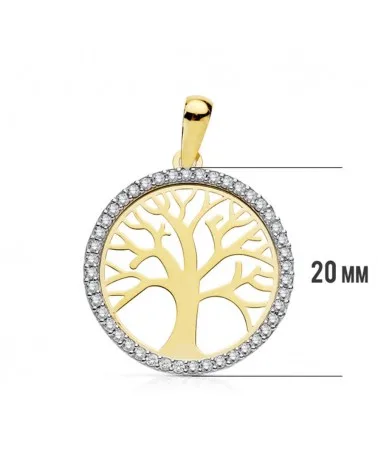 Colgante oro 18k bicolor árbol de la vida 20 mm