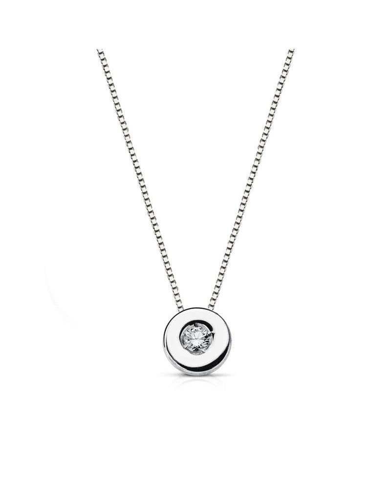 Colgante oro blanco 18k diamante chatón 6mm
