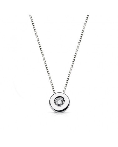 Colgante oro blanco 18k diamante chatón 6mm