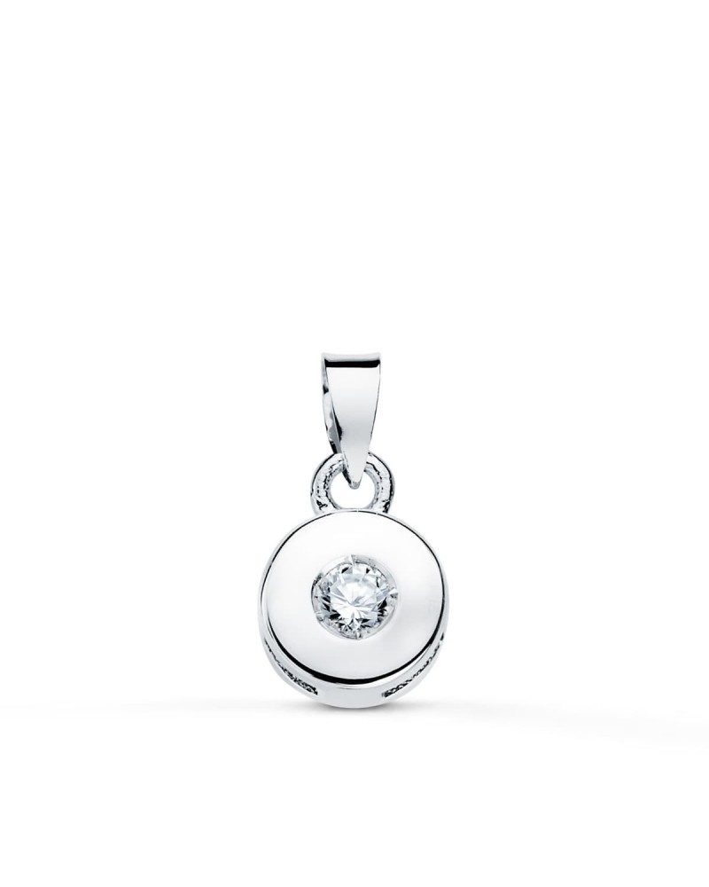 Colgante oro blanco 18k chatón diamante 5,5 mm