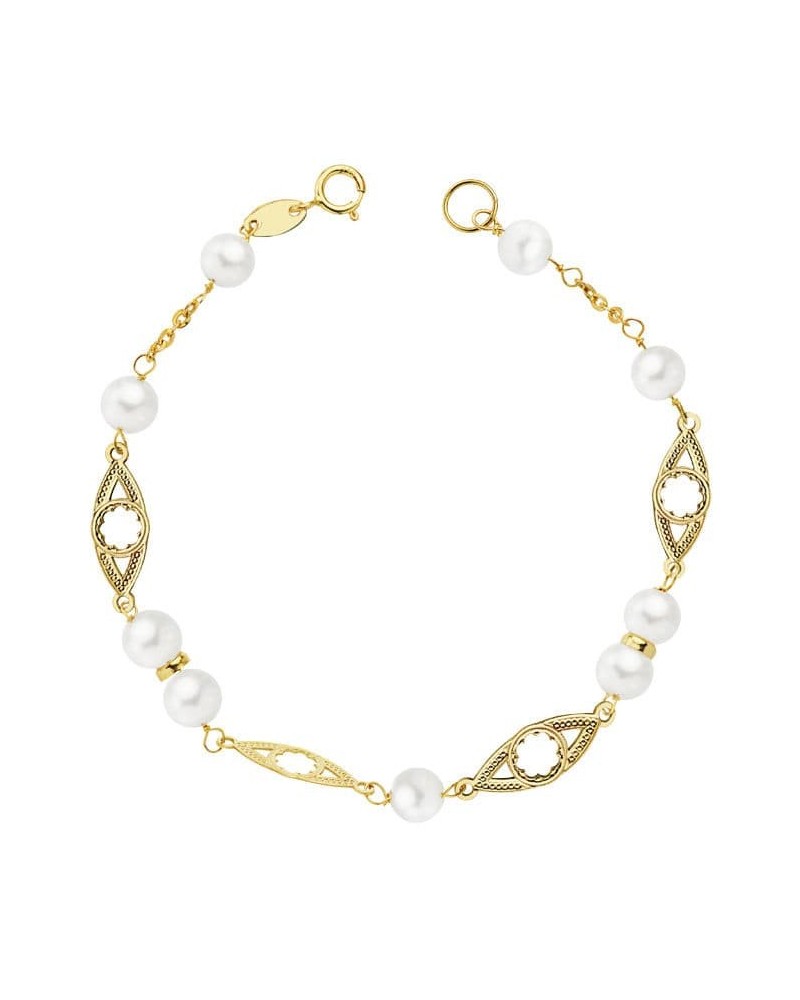 Pulsera oro amarillo 18k niña perla