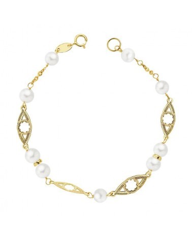 Pulsera oro 18k perla comunión 17 cm