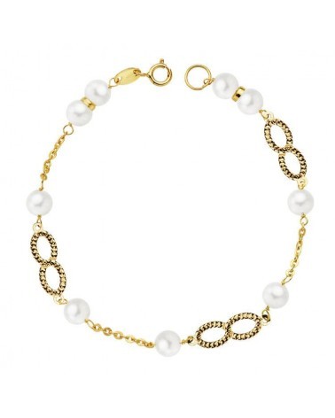Pulsera oro amarillo 18k niña perla 1,31 gramos