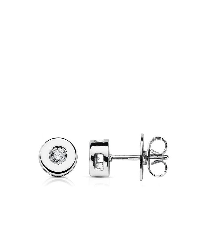 Pendientes oro blanco 18k diamante laboratorio 6mm