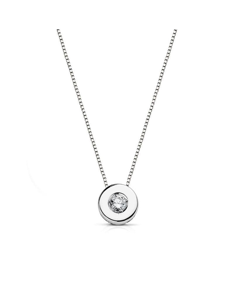 Colgante oro blanco 18k chatón diamante 6 mm