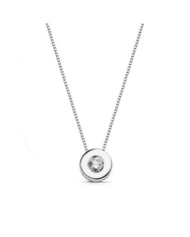 Colgante oro blanco 18k chatón diamante 6 mm