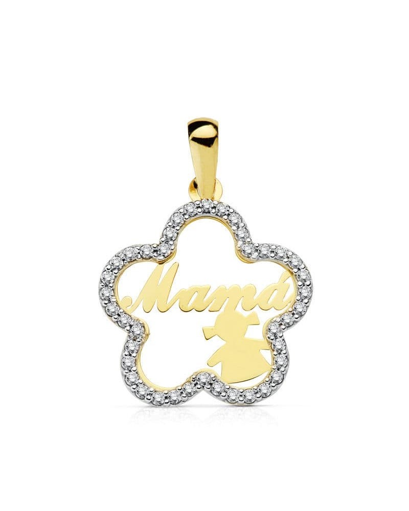 Colgante oro bicolor 18k mamá 1,38 gramos