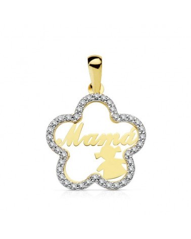 Colgante oro bicolor 18k mamá 1,38 gramos
