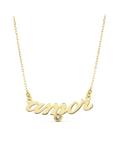 Collar oro 18k Amor circonita 45cm