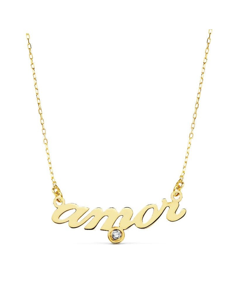 Collar oro 18k Amor circonita 45cm