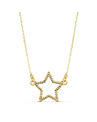 Collar oro 18k amarillo estrella texturizada 45cm