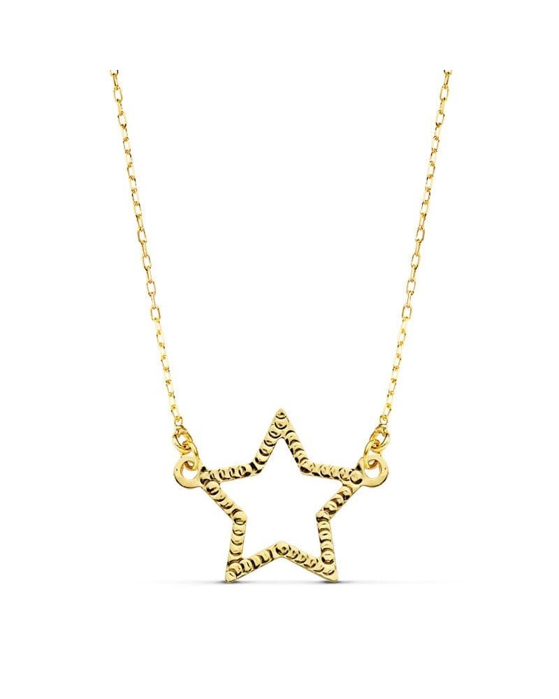 Collar oro 18k amarillo estrella texturizada 45cm